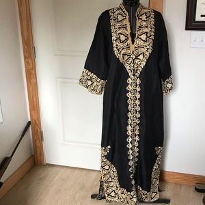 Vintage Black and Gold Embroidered Dress